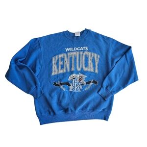 Vintage 90s Kentucky Wildcats UofK Hanes Men's Blue Crewneck Sweater
